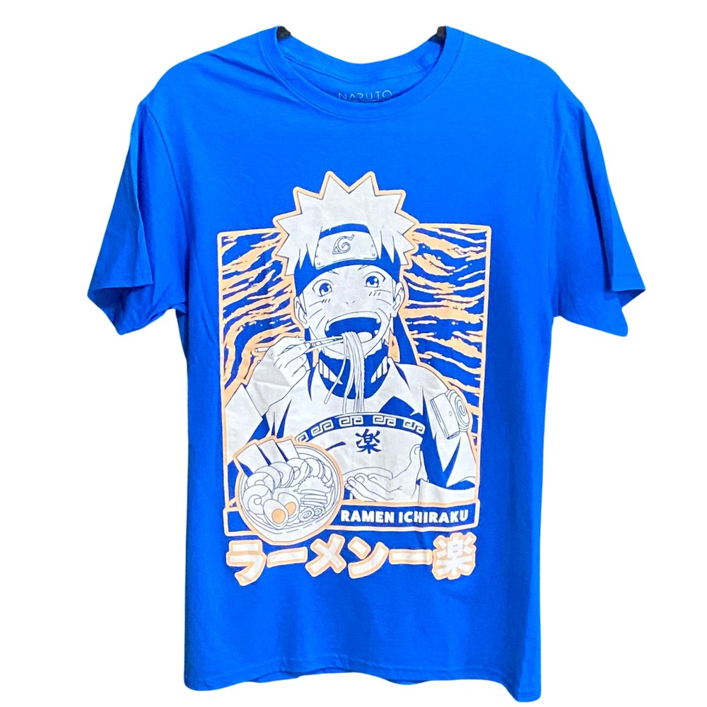 Naruto Shippuden Ramen Ichiraku Graphic T-Shirt Blue Mens Small NWT‎ Anime